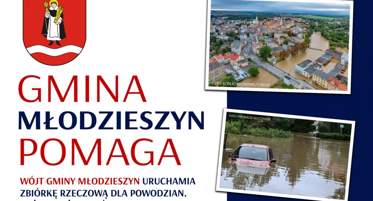Interwencje i pomoc , Gmina Młodzieszyn ruszyła zbiórką powodzian - zdjęcie, fotografia