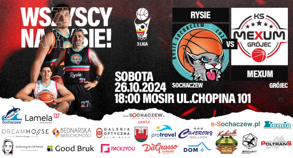 Koszykówka, Sportowe emocje Chodakowie Rysie Sochaczew zapraszają mecz! - zdjęcie, fotografia