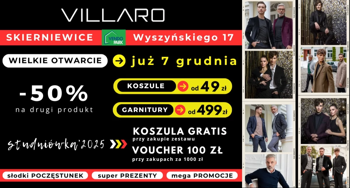 Promocje gospodarcze, grudnia Męska VILLARO Wielkie Otwarcie Skierniewicach! - zdjęcie, fotografia