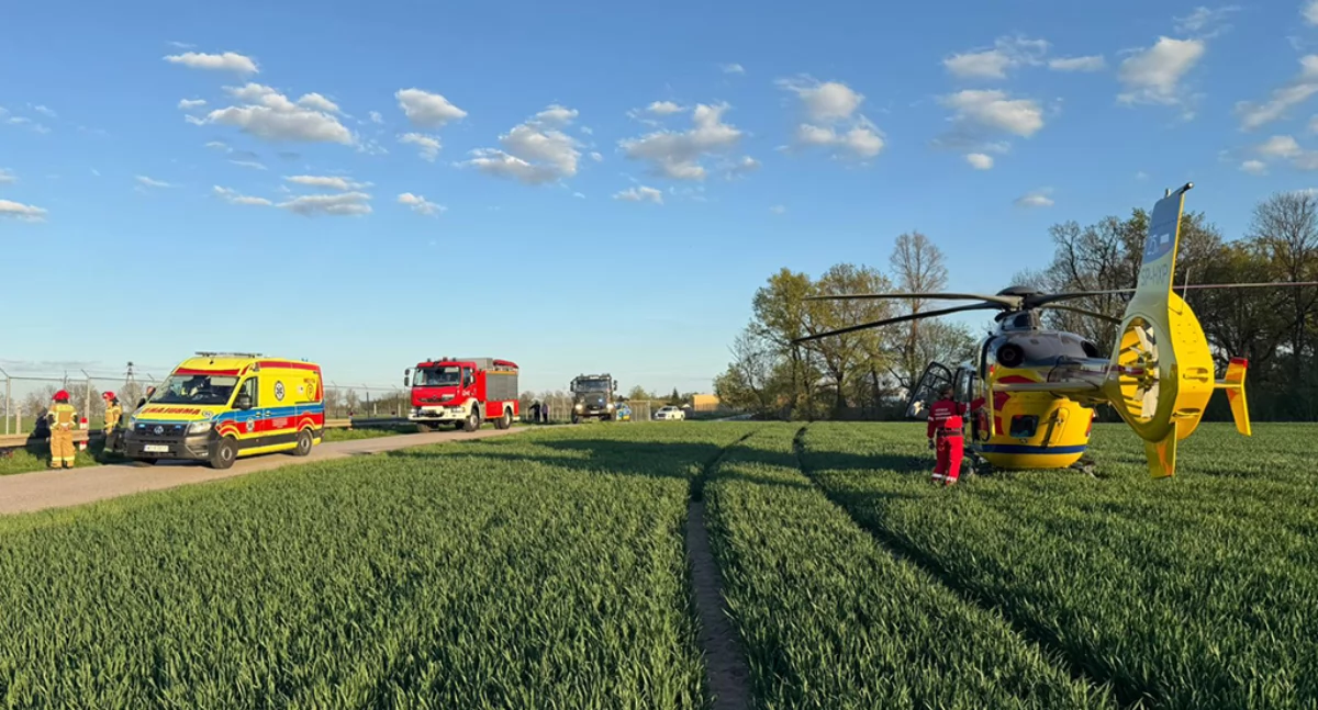 Pożary straż pożarna, Wypadek motocyklisty Sielicach - zdjęcie, fotografia