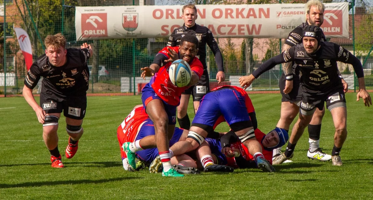 Rugby, Orlen Orkan Sochaczew wygrywa pewnie walczy finał Ekstraligi rugby - zdjęcie, fotografia