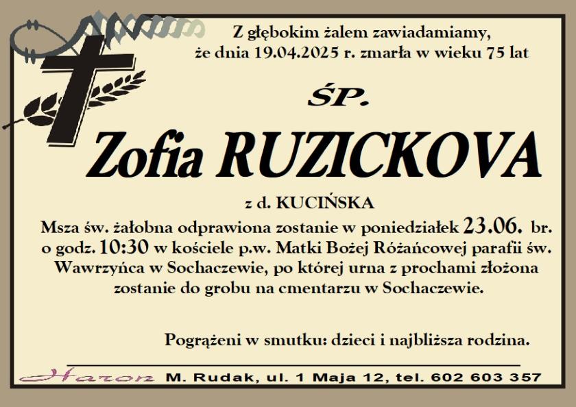 Zofia Ruzickova z d. Kucińska